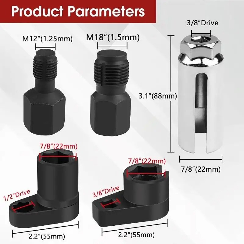 5 PCS Oxygen Sensor Socket Thread Chasers Tool Set Repair Kit Car Garage