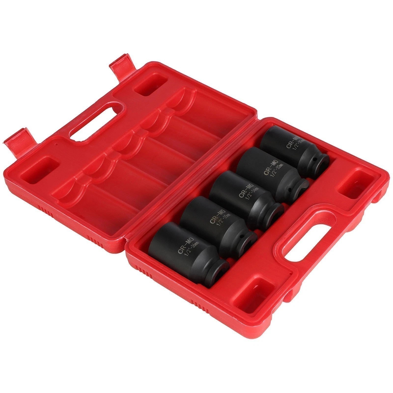 5-Piece 1/2″ Deep Impact Socket Set – 6-Point 30/32/34/35/36mm for Axle Nuts