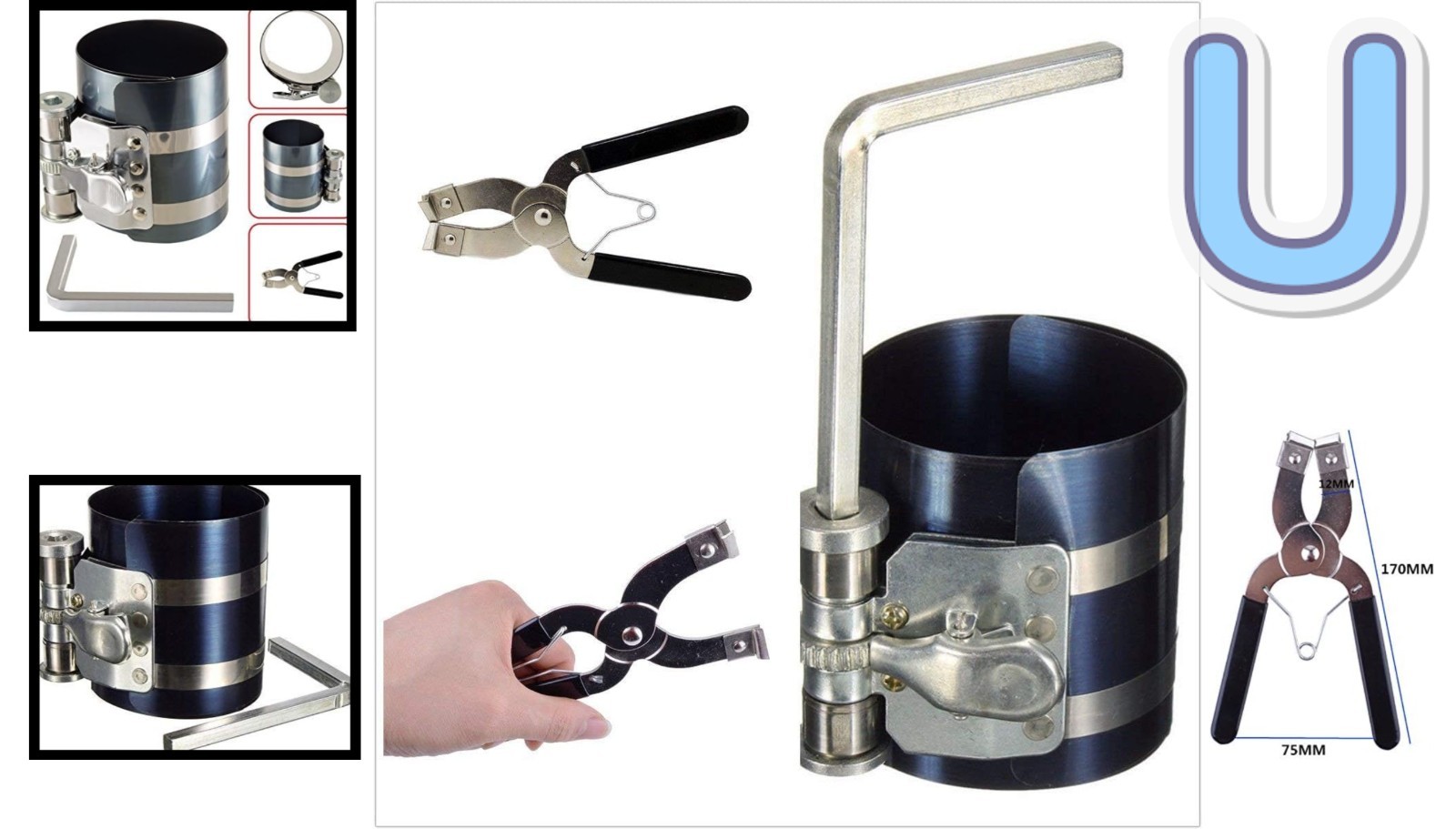 Adjustable Piston Ring Tool Set with Nickel-Plated Finish for Engine Maintenance