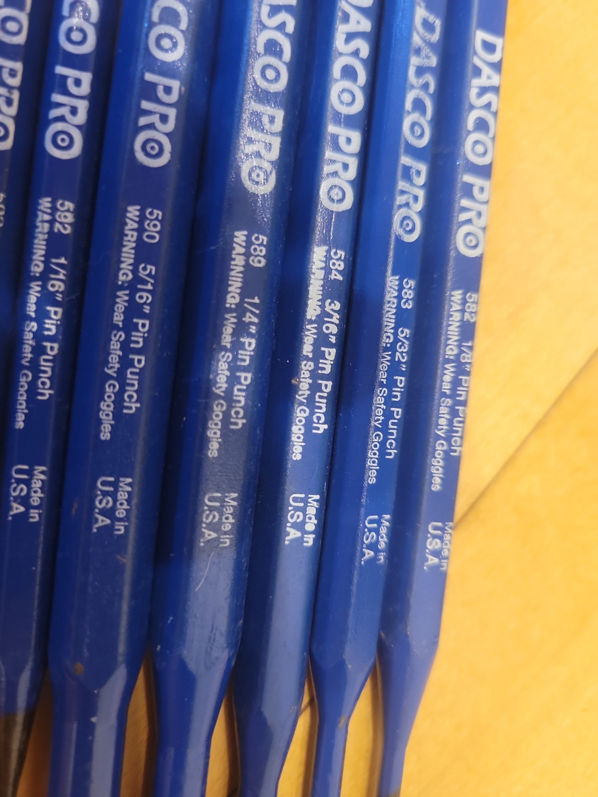 Dasco Pro Pin Punches 7 Mixed Sizes 582 583 584 589 590 592 Chisel 405 Lot