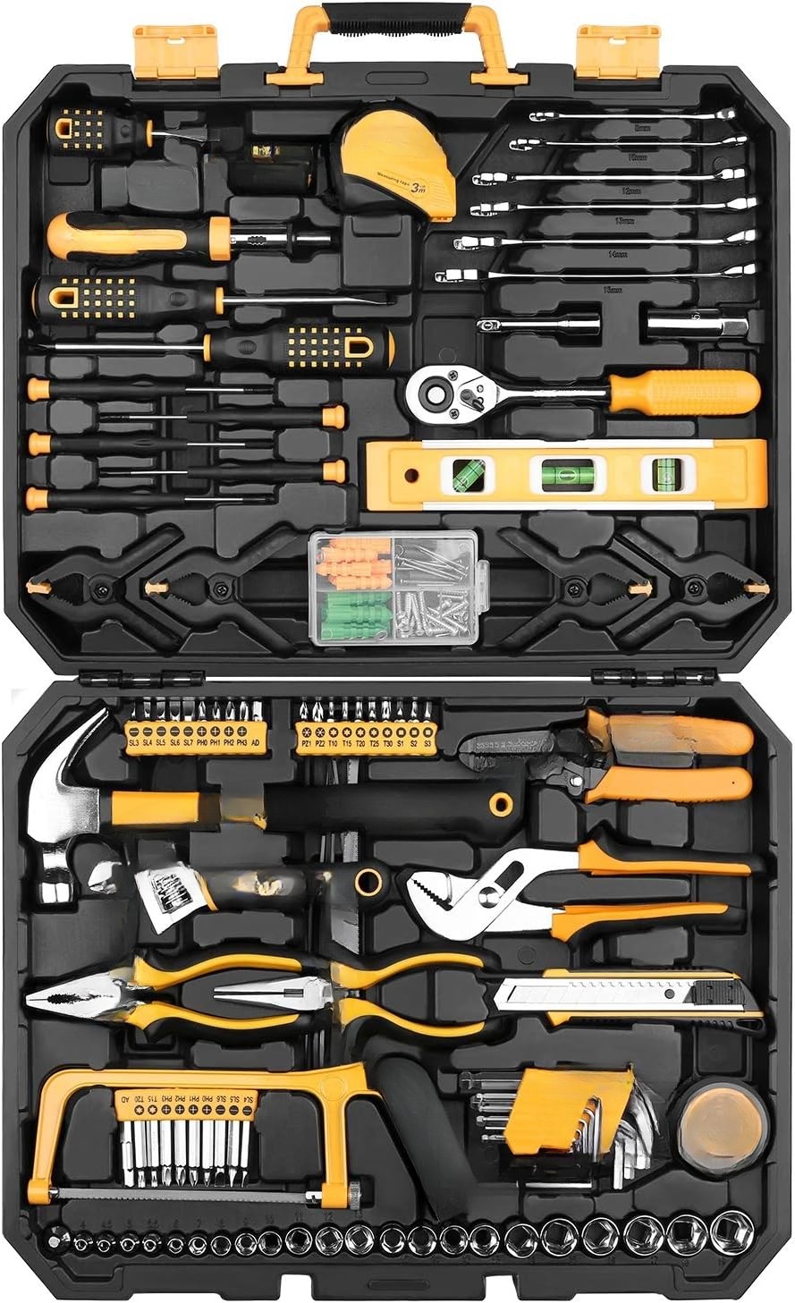 228 Piece Socket Wrench Auto Repair Tool Set with Plastic Tool Box