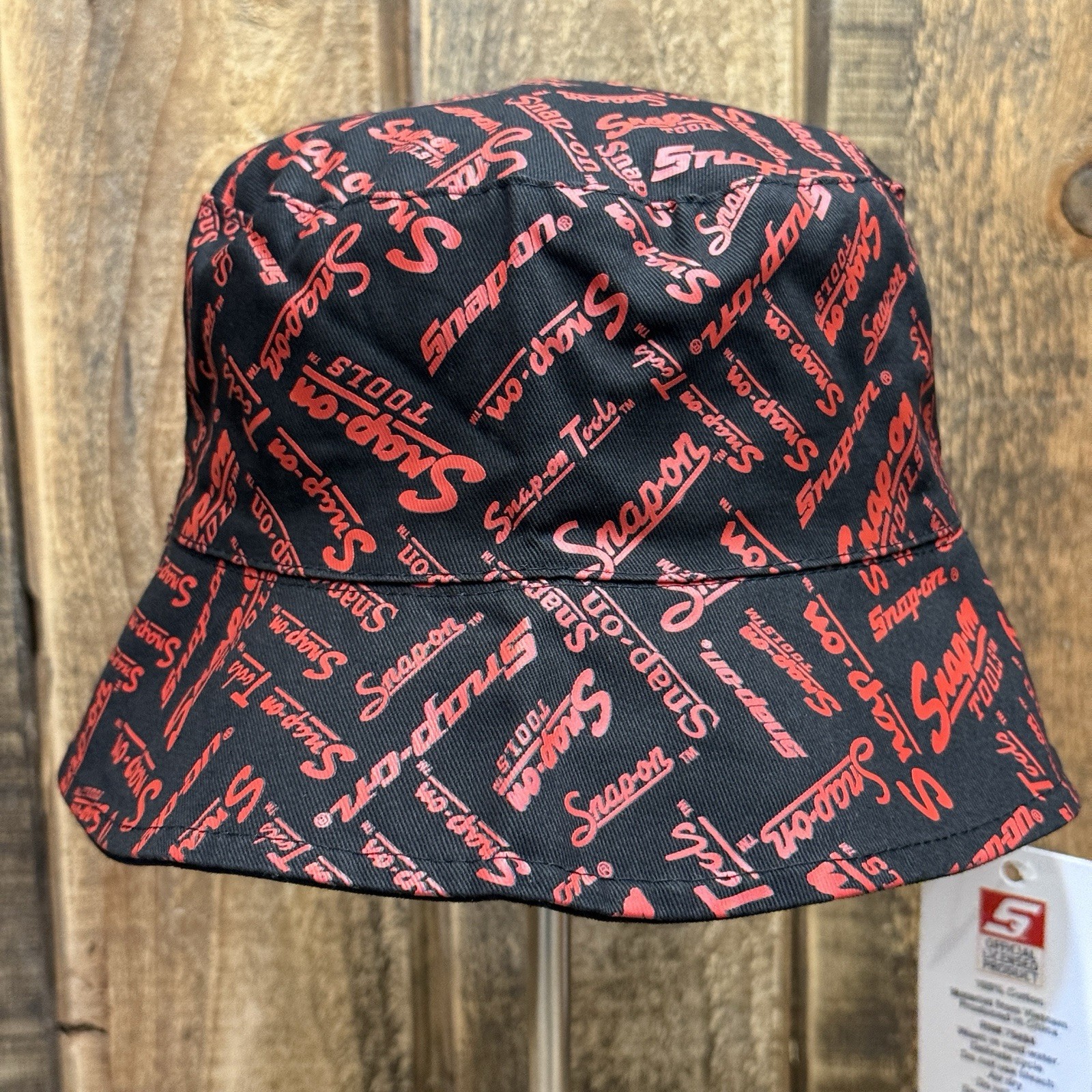 SNAP-ON TOOLS REVERSIBLE BUCKET HAT UNISEX ONE SIZE RED BLACK ALL OVER PRINT