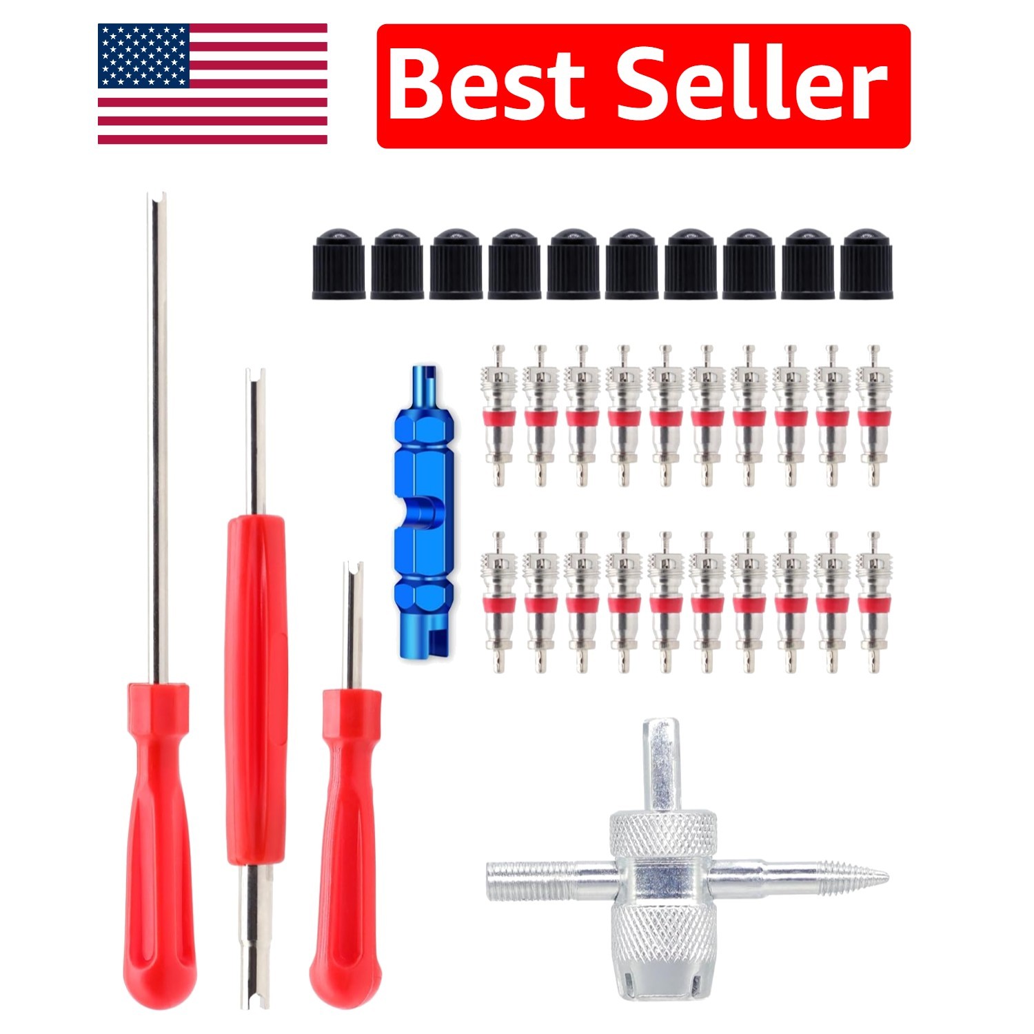 Heavy-Duty Valve Stem Removal Tool & Accessories – Cars, Trucks, Motorbikes