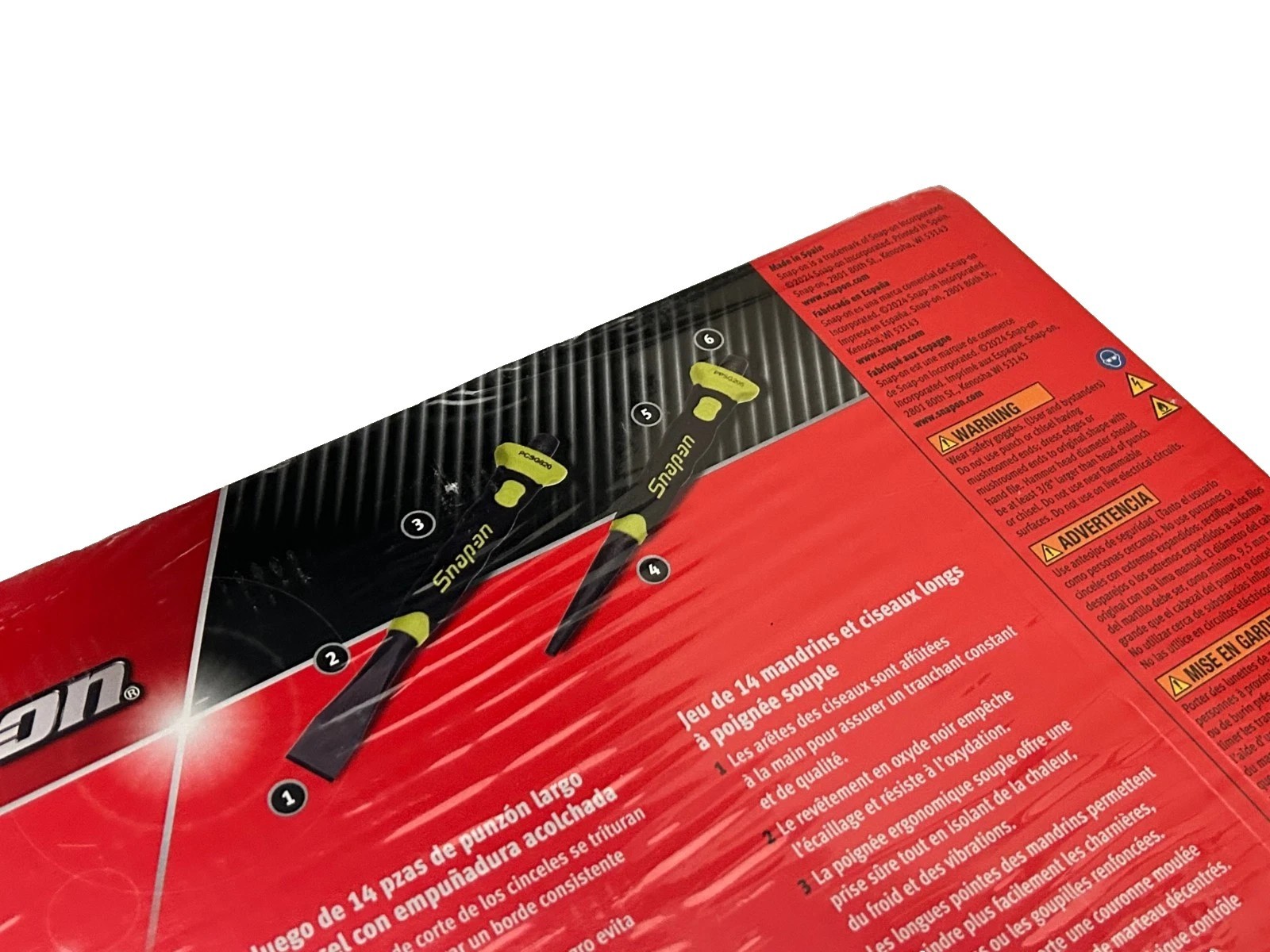 New Snap-on™ 14-pc Hi-Viz Yellow Soft Grip Punch & Chisel Set PPCSGL714HV