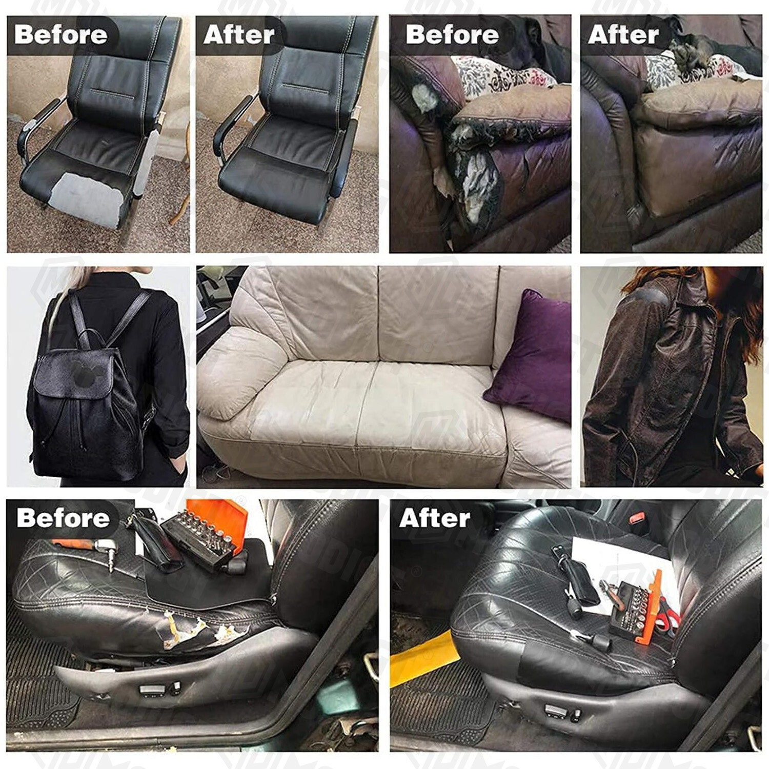 Self Adhesive Vinyl Faux Leather Fabric Repair Patch Kit for Car seat Sofa Couch