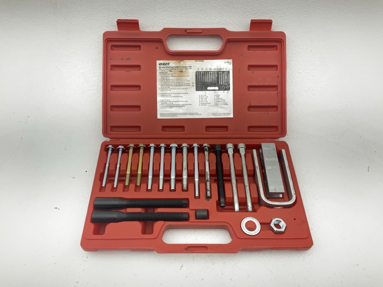 USED #38 – OEM TOOLS 27182 Steering Wheel Puller Set Removal Kit Lock Plate Tool