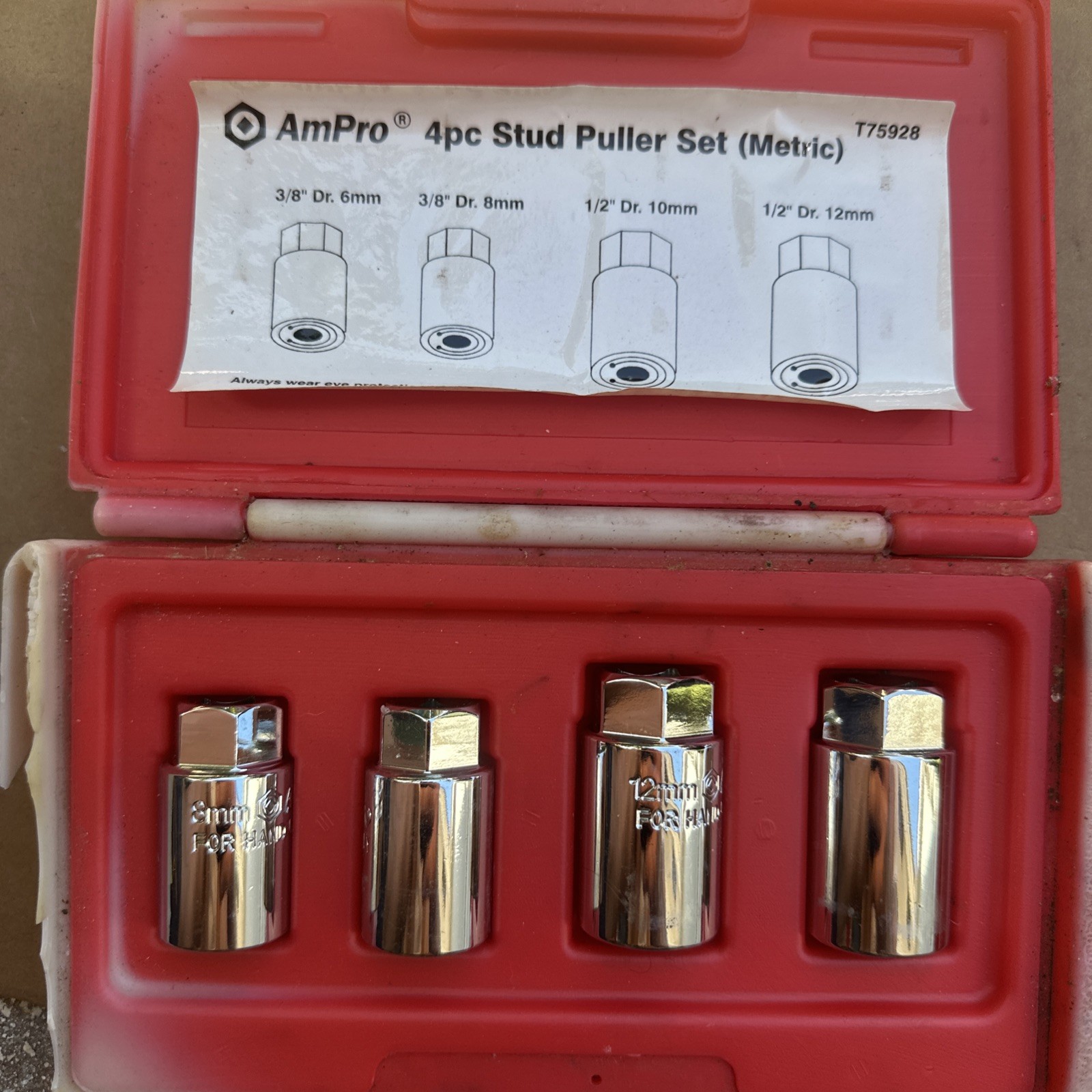 AmPro 4pc Stud Puller Socket Set Metric T75928