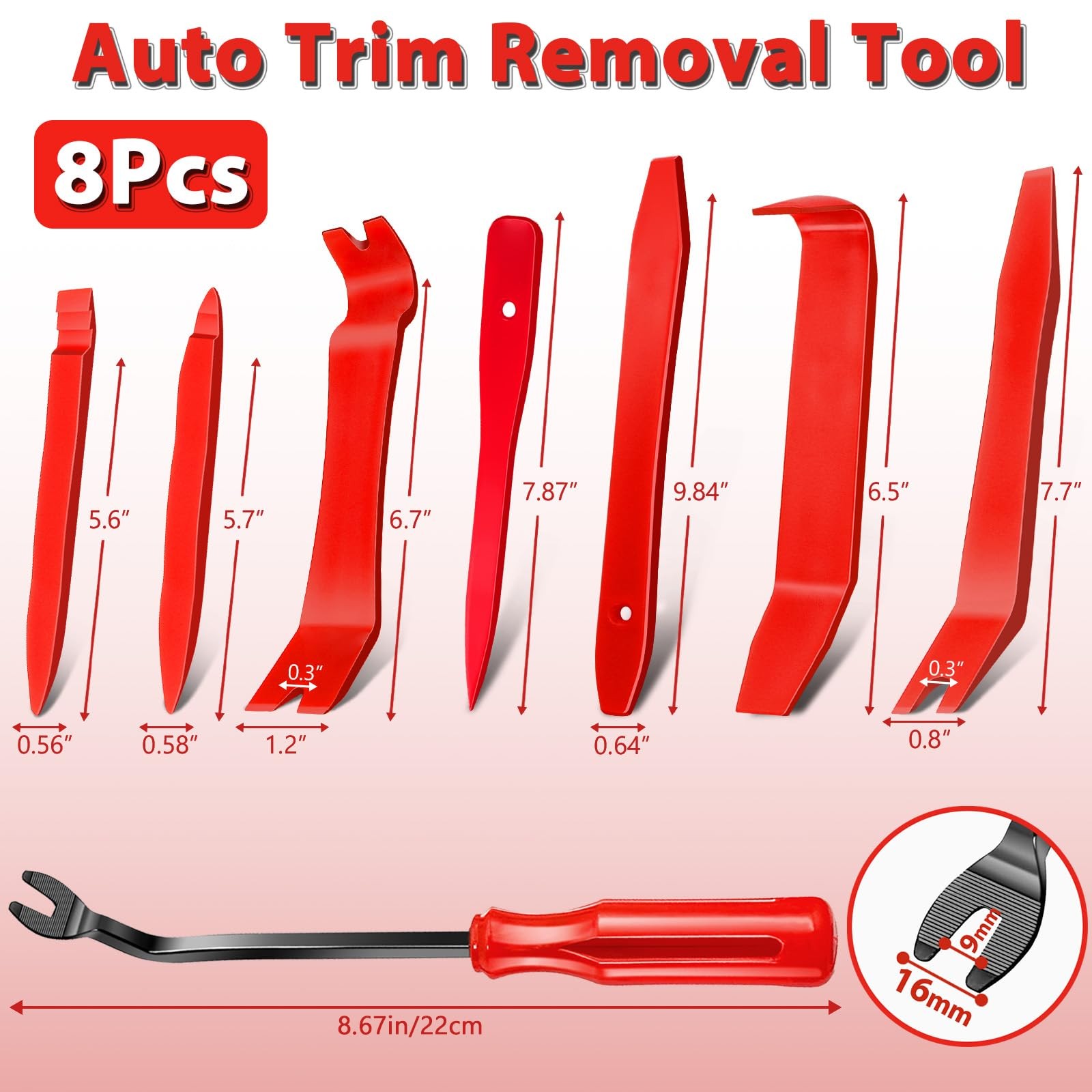 8Pcs Auto Trim Disassembly Tool Set,Nylon Plastic Fasteners Remover Tools for…