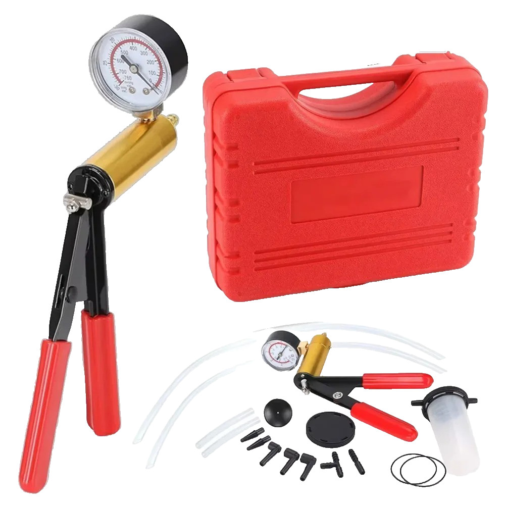 Hand Held Vacuum Pressure Pump Tester Set Brake Fluid Bleeder Bleeding Kit +Box