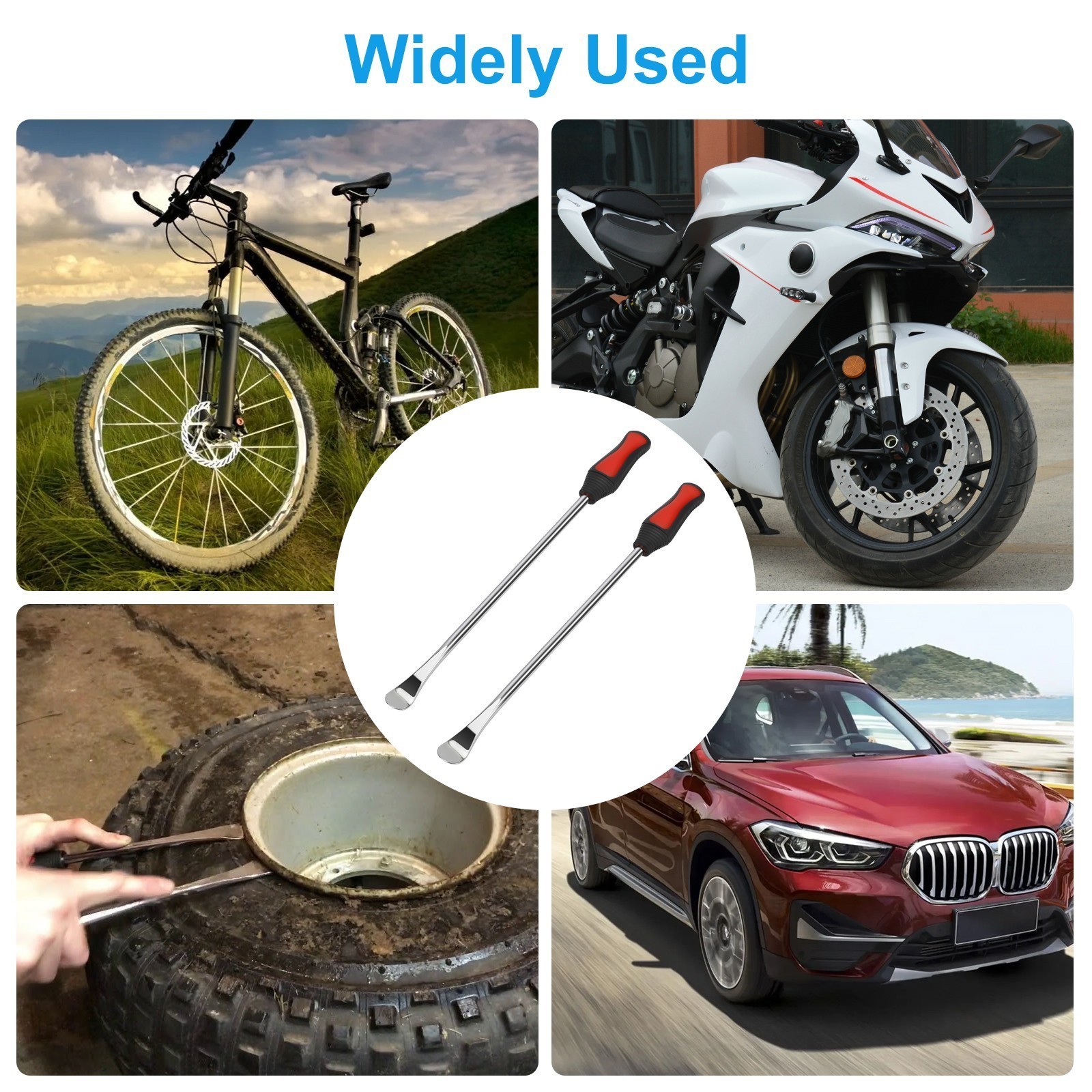 2 Pack 14.5″ Tire Spoons Changing Tire Lever Tire Iron Bar Set Tire Repair Tool