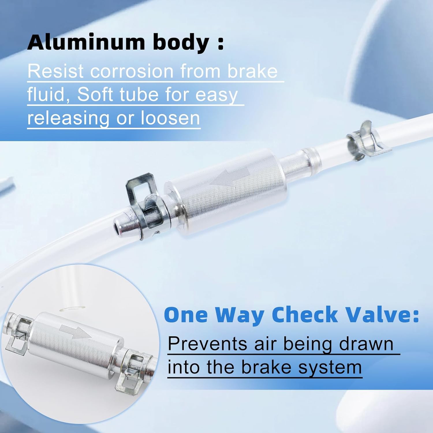 4 PCS Brake Bleeder Hose, One Way Check Valve Tube Bleeding Tool Kit Silver US