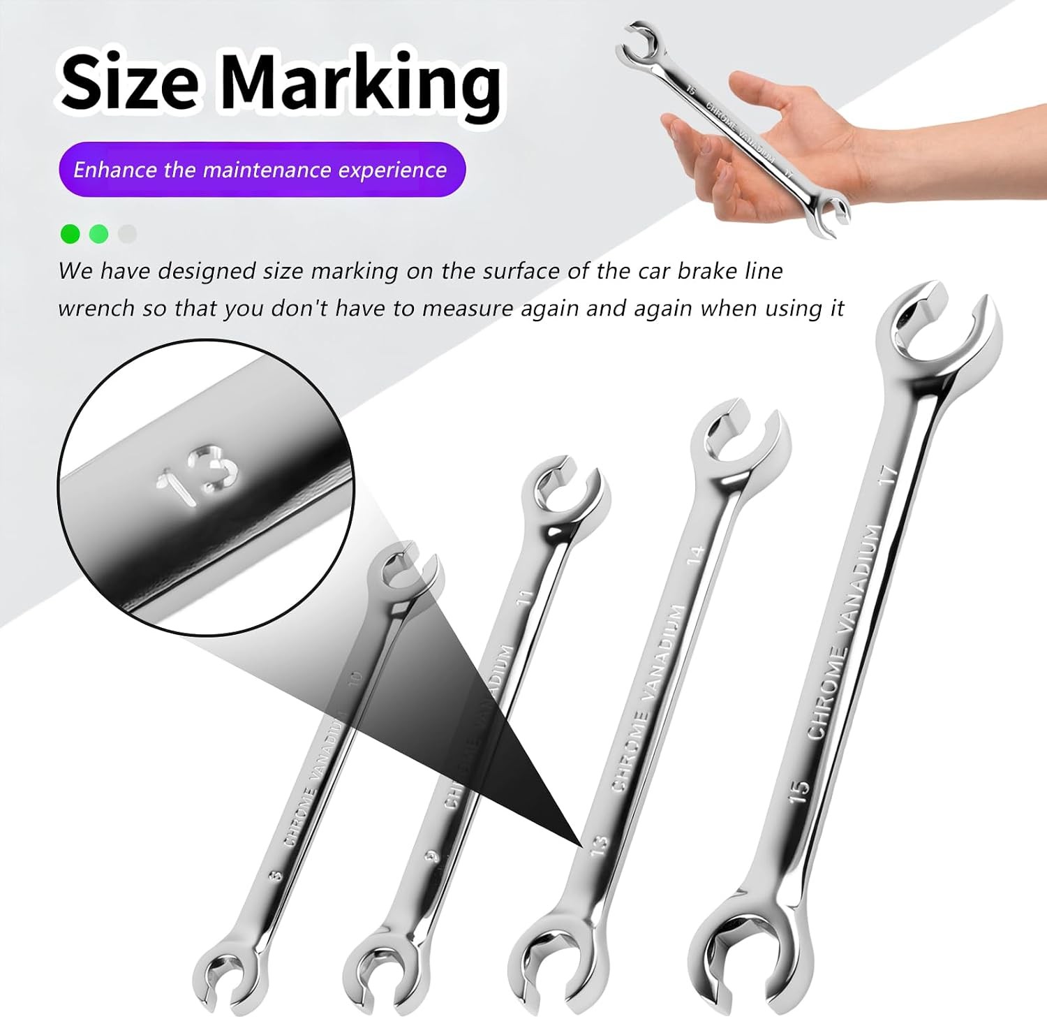 4PCS Carbon Steel Brake Line Wrench Set 8mm/10mm/9mm/11mm/13mm/14mm/15mm/17mm Do