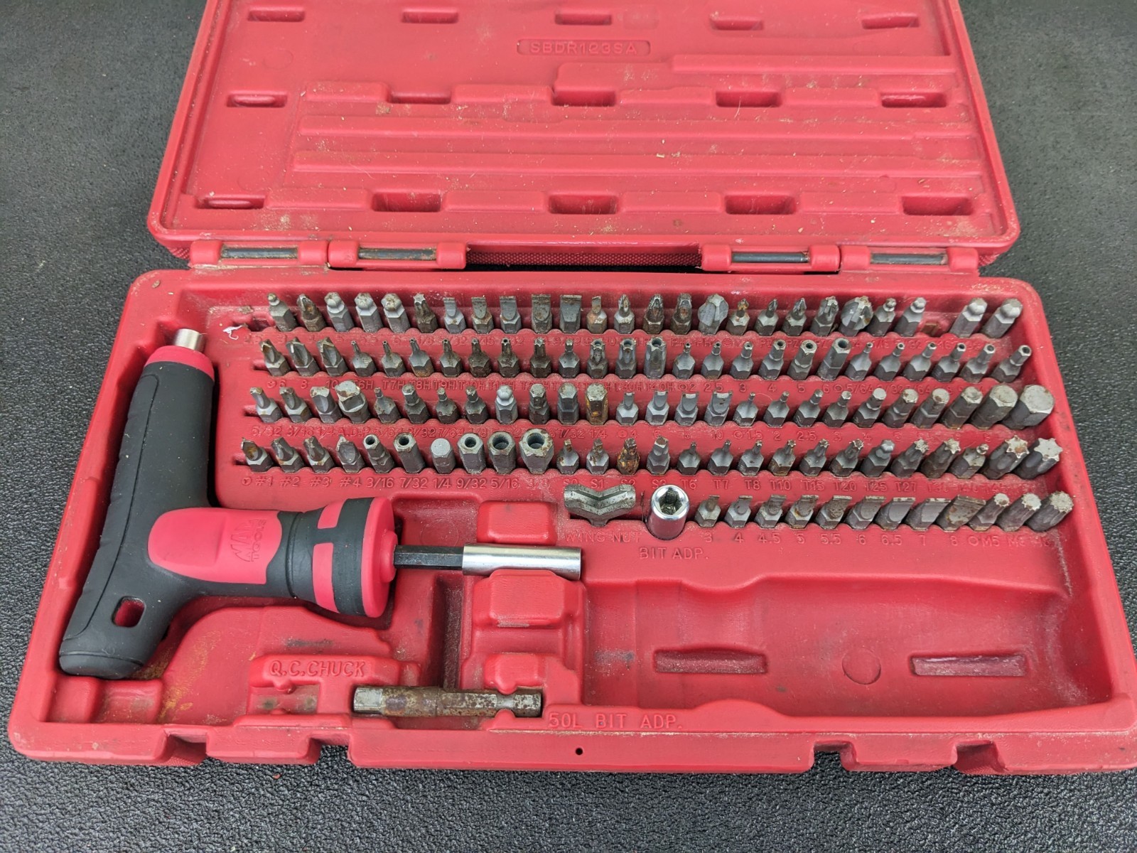 #bp375 Mac Tools Mac-Grip Ratcheting 1/4” Hex Bit Set SBDR123SA for Screwdriver
