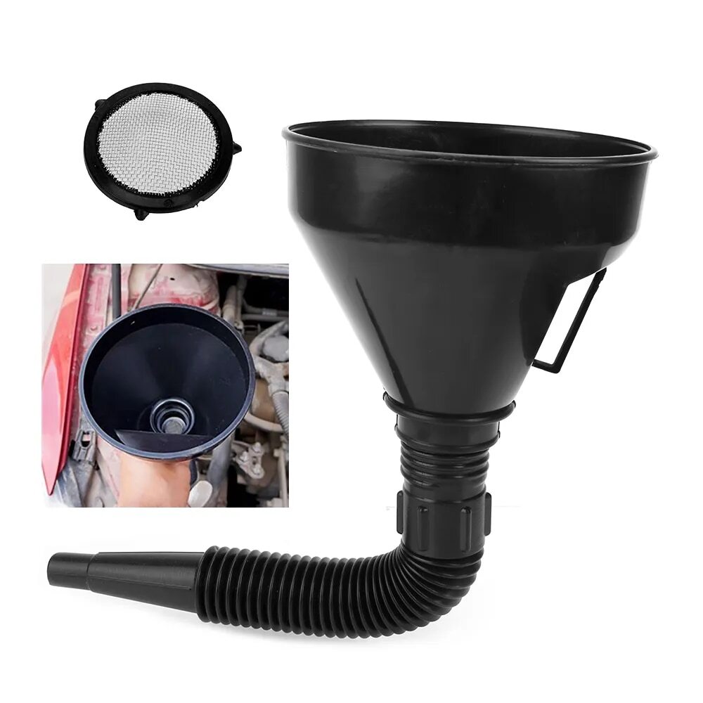 OIL FUNNEL with Screen Filter Diesel Gasoline Kerosene Fuel Flexible Spout TH02