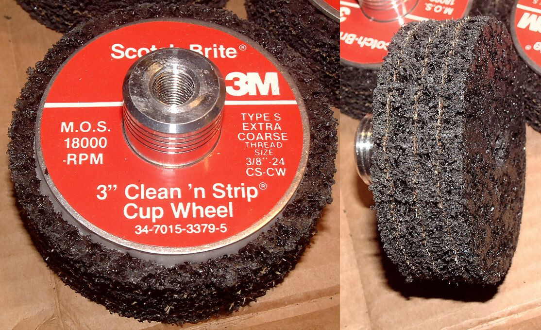 Box of 5 3M Scotch-Brite 3″ Extra Course 18000 rpm Clean-Strip Wheels 3/8-24
