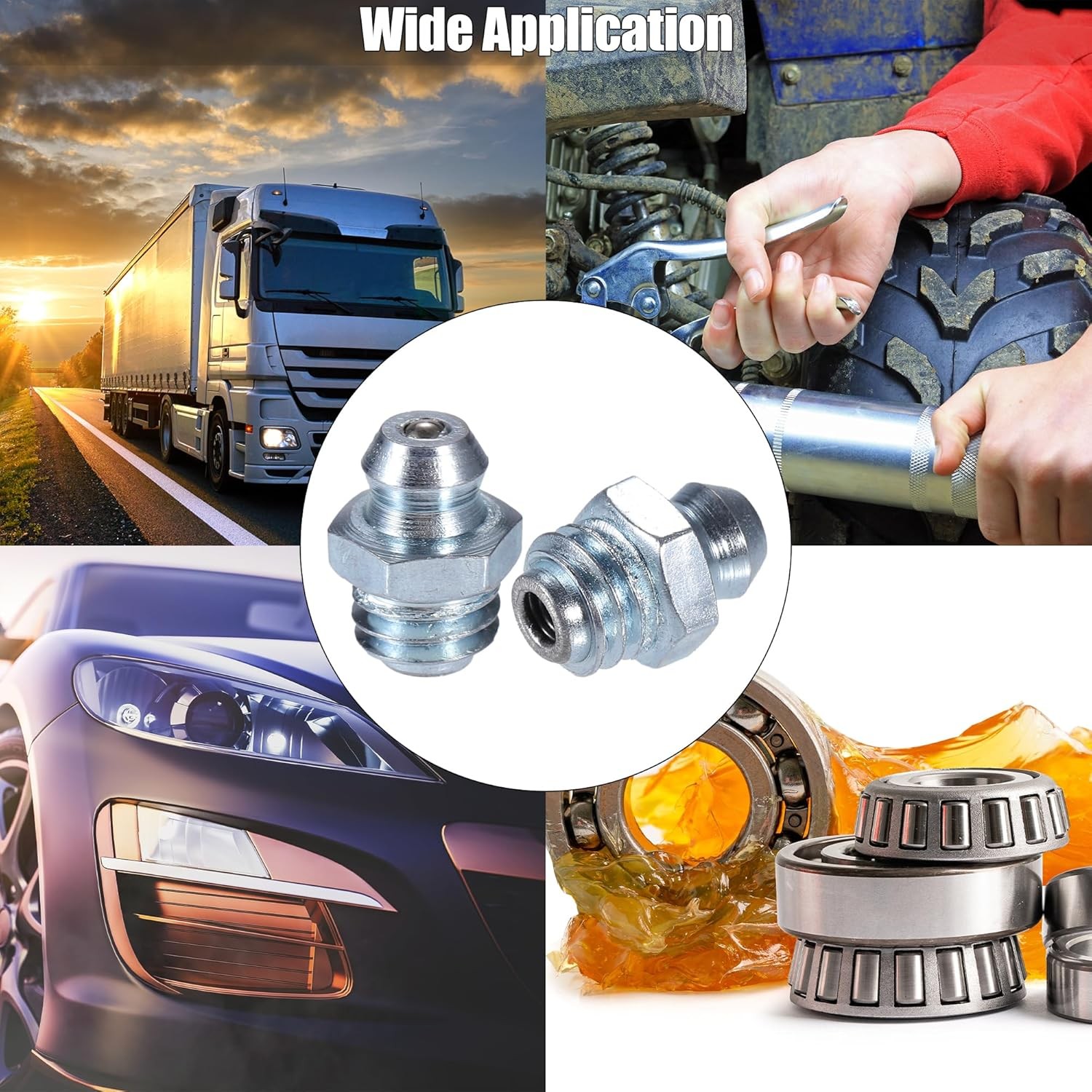 X AUTOHAUX 50 Pcs M8x1.25 Grease Nipple Fitting Straight M8x1.25, Silver Tone