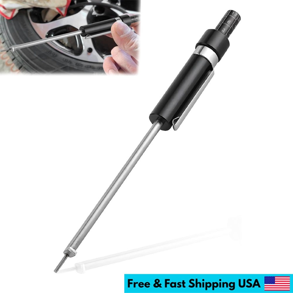 Brake Pad Thickness Gauge Measure Tool w/ Scale car Detection Pen Base Plate 6mm