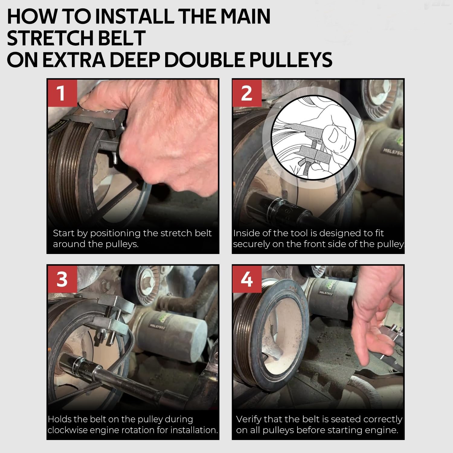59350 Stretch Belt Installer Tool for Extra Deep Double Pulleys