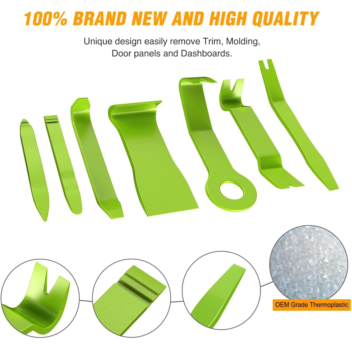 8PCS Trim Fastener Removal Tool Kit Universal For Car Audio Dash Panel-Green