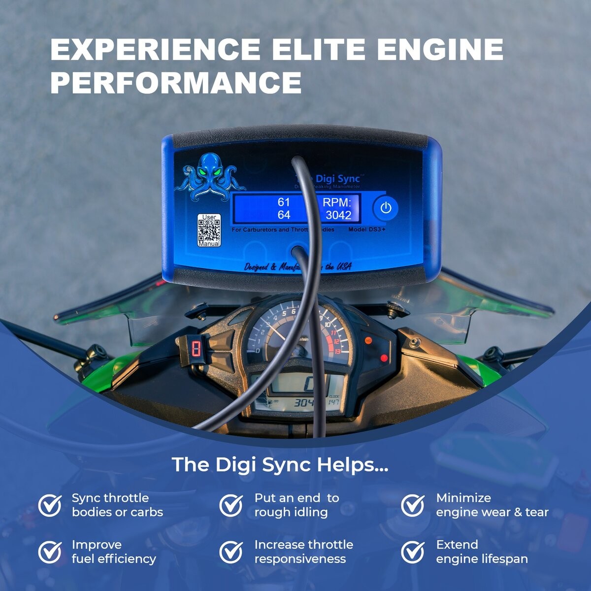 The Digi Sync 2-Channel DS3+ Pro Digital Throttle Body And Carb Sync Tool