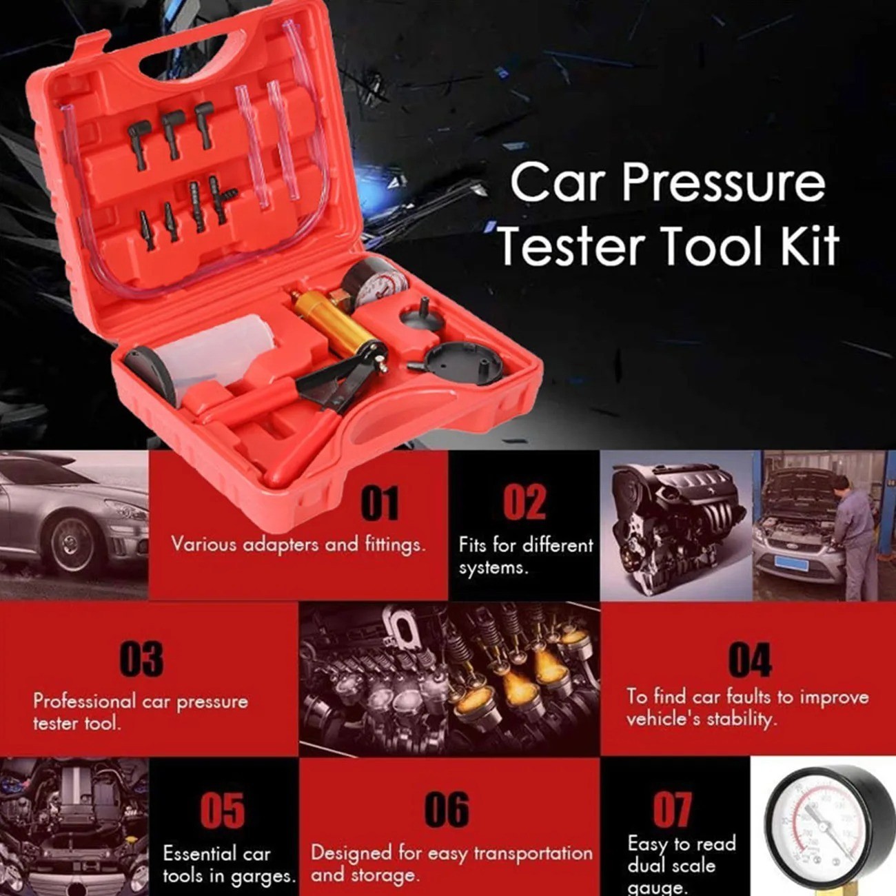 Manual Vacuum Pressure Pump Brake Fluid Drain Kit Vacuum PistolPump Tester Kit
