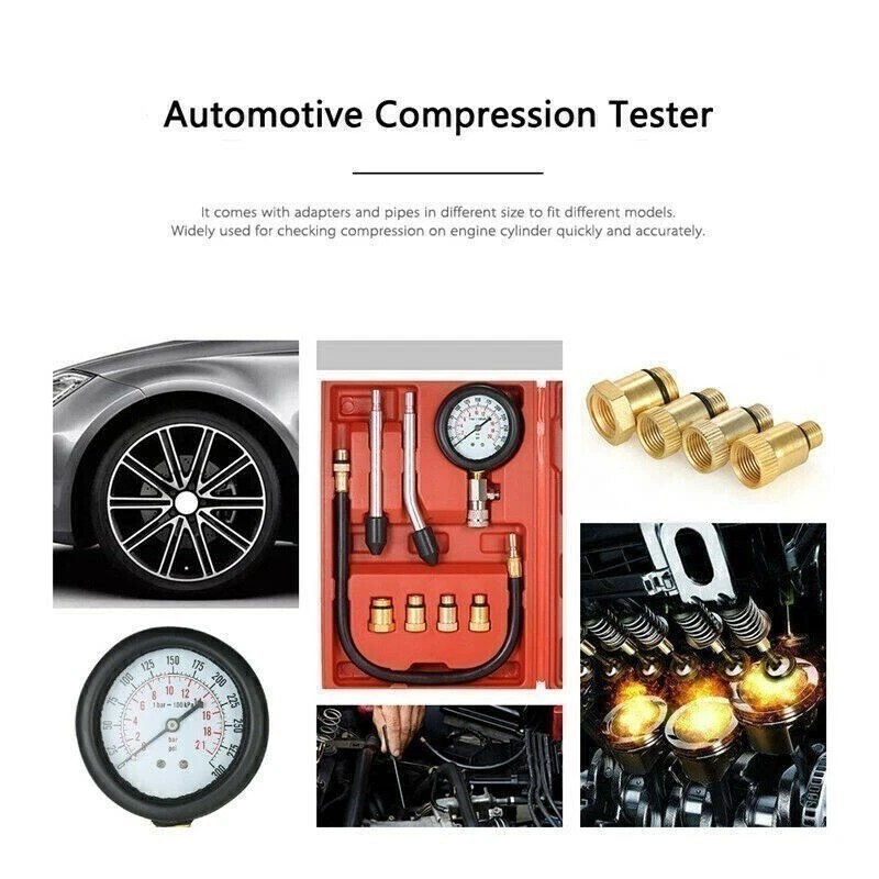 Engine Cylinder Compression Gauge Tester Kit Gas Engine Diagnostic Testing Tool