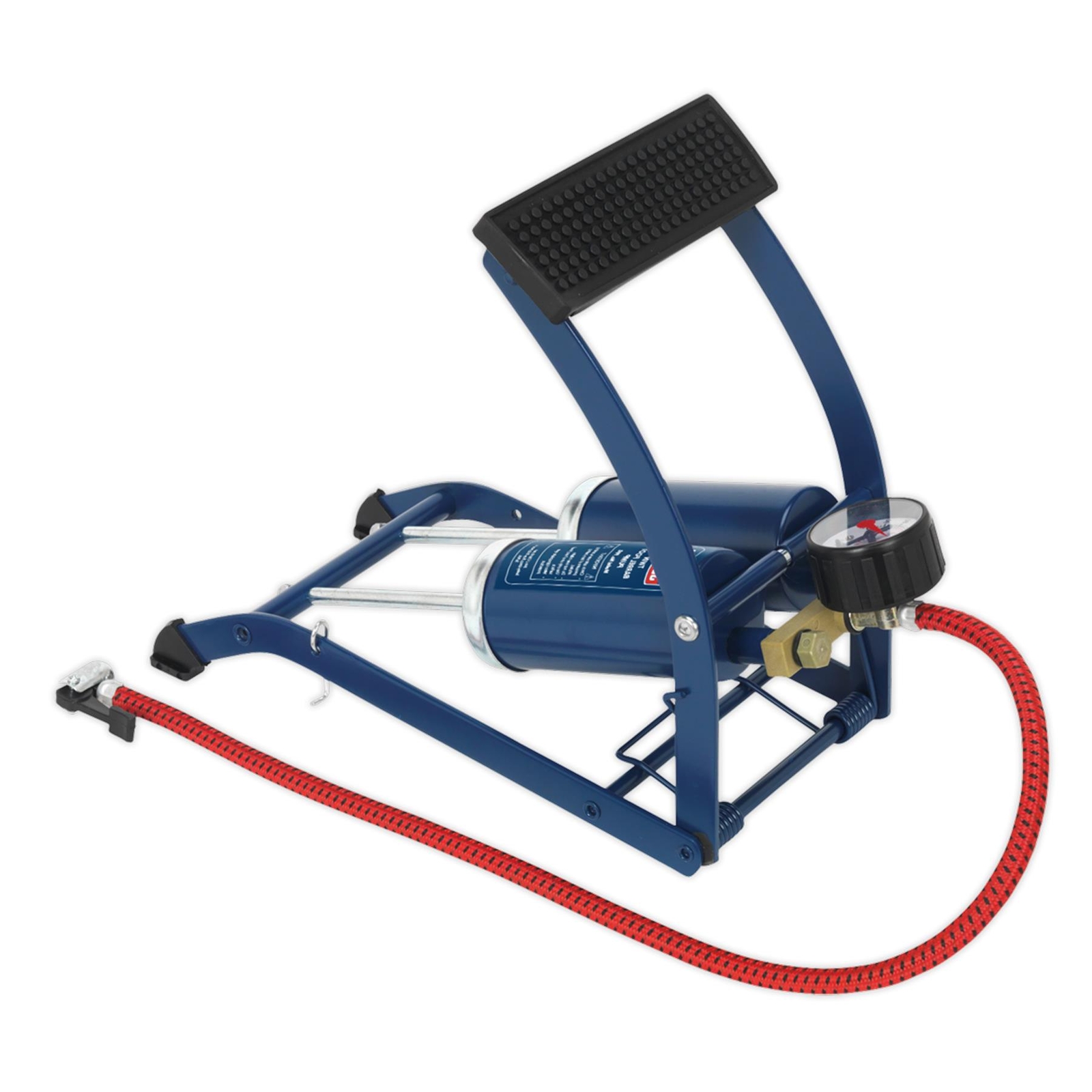 Sealey Foot Pump Twin Barrel Blue 0-100psi 0-7bar FP2