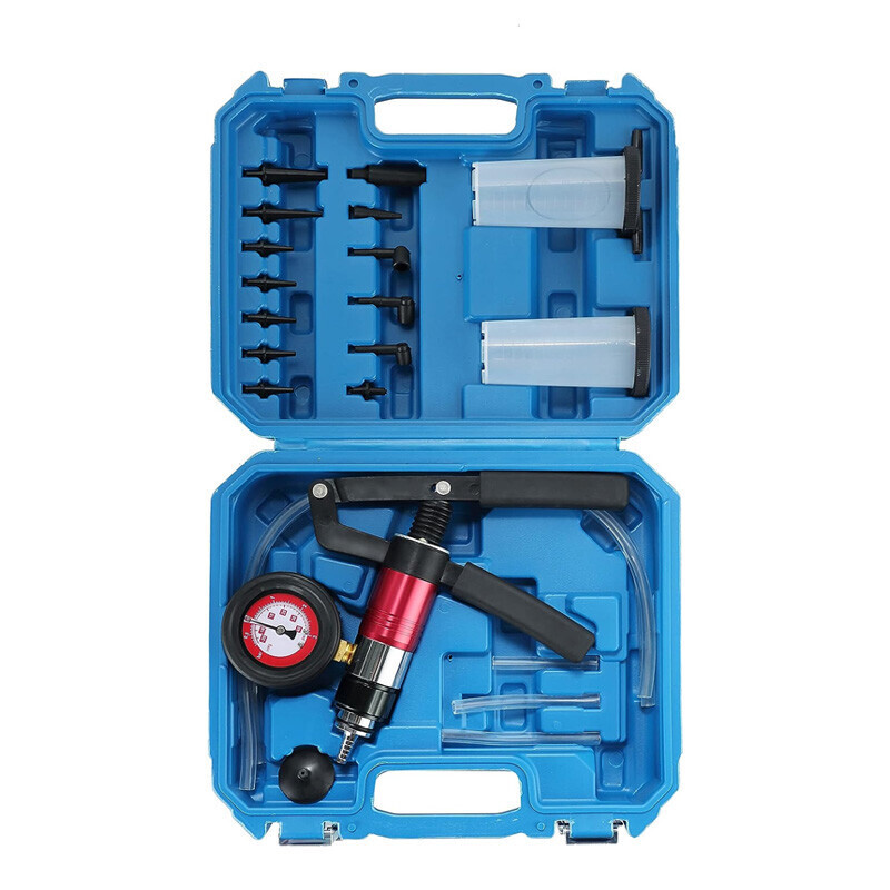 21pcs Hand Held Vacuum Pressure Pump Tester Brake Fluid Bleeder Bleeding Tool