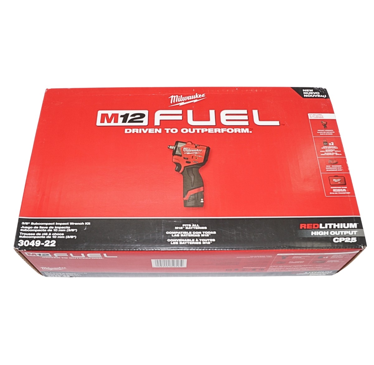 Milwaukee Tool M12 FUEL 3/8 Inch Subcompact Impact Wrench 2 Battery Kit 3049-22