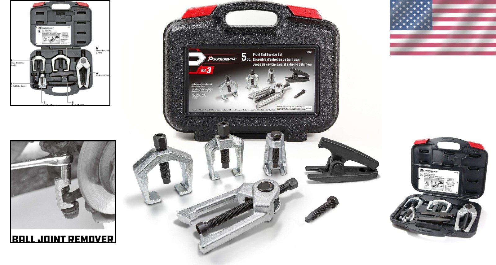 Heavy-Duty Black Front End Service Kit – 6 Tools for Vehicle Maintenance