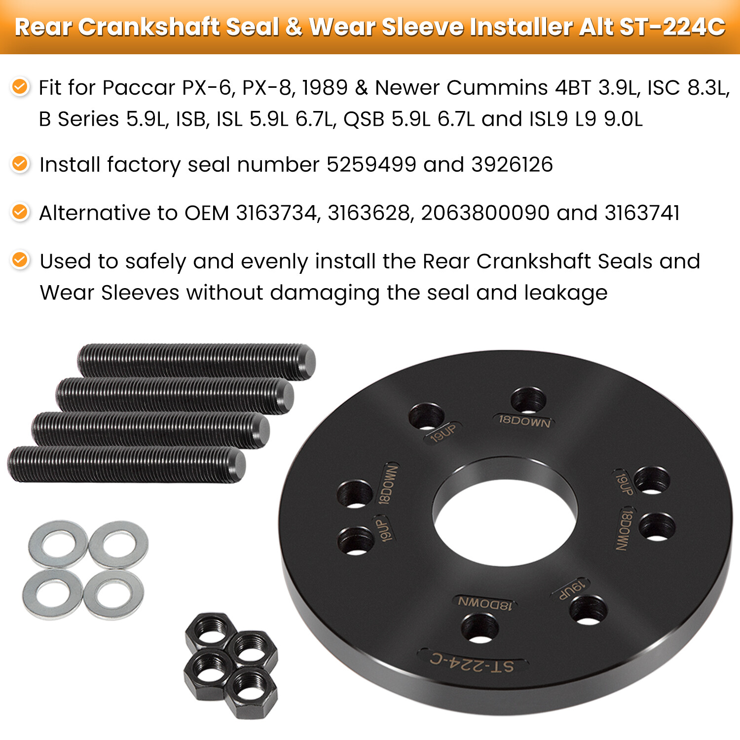 For Cummins Front+Rear Crankshaft Seal Remove Wear Sleeve Install Tool 1338 5046