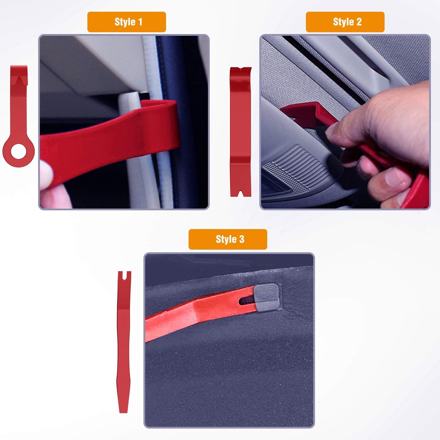 8Pcs Red Car Trim Removal Tool Kit Door Panel Fastener Auto Dashboard Tools