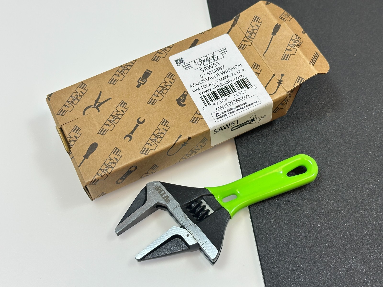 VIM 5″ Green Stubby Wide Mouth Opening Adjustable Wrench, Opens to 1-1/8″ #SAW51