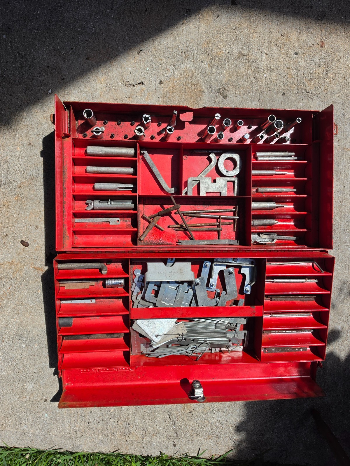 1950 SNAP ON tool box VINTAGE CARBURATOR ADJUSTMENT TOOLS SOCKETS MEASURE TOOLS