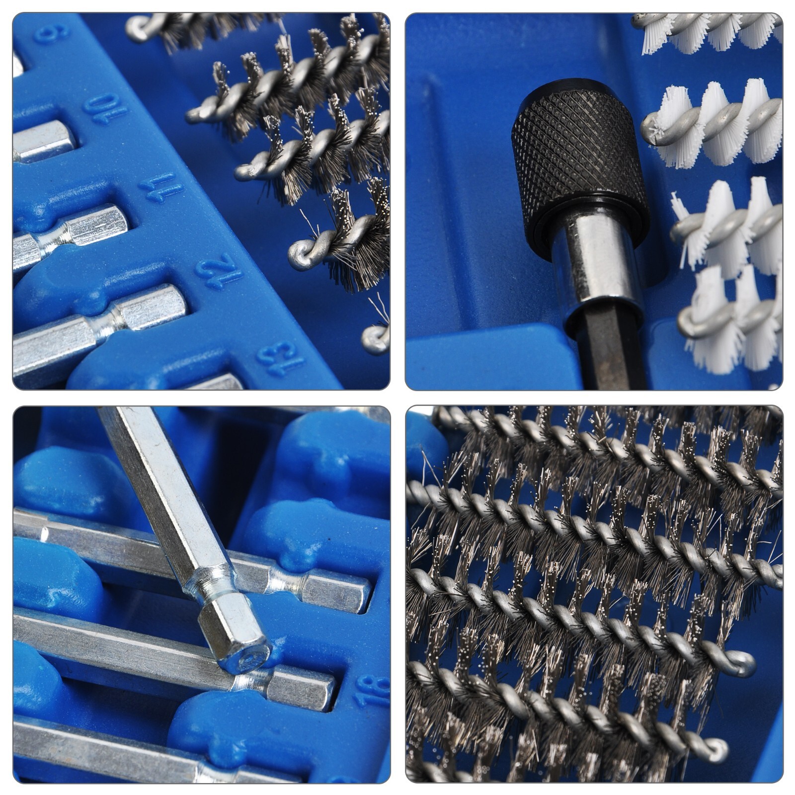 38PCS Industrial Wire 1/4in Hex Shank Brush Set Extendable Stainless Steel