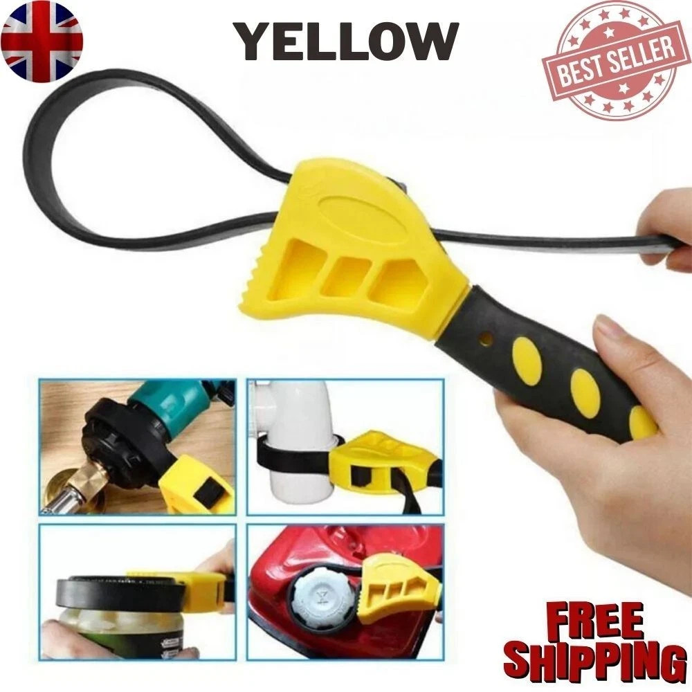 6″ Adjustable Rubber Belt Strap Wrench Metal Pipes Oil Water Filter Removal Tool