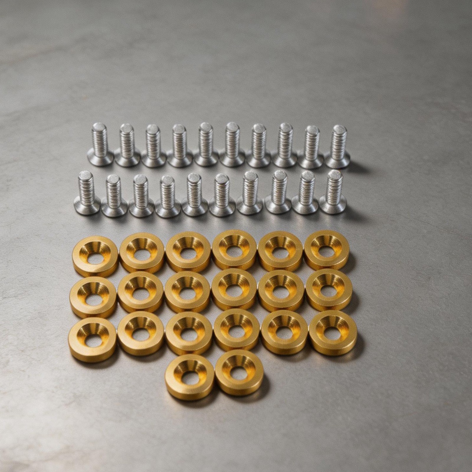 20 Pieces Golden Aluminum Fender Washers with M6 Screws for Car Repairs