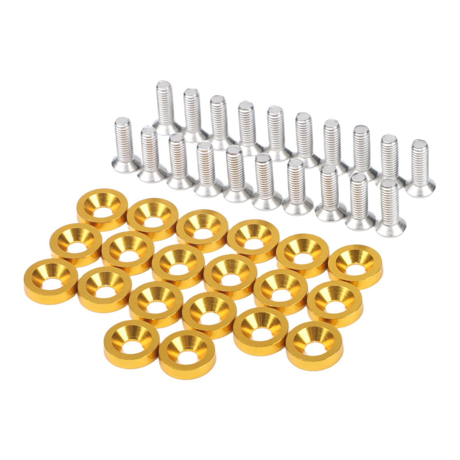 20 Pieces Golden Aluminum Fender Washers with M6 Screws for Car Repairs