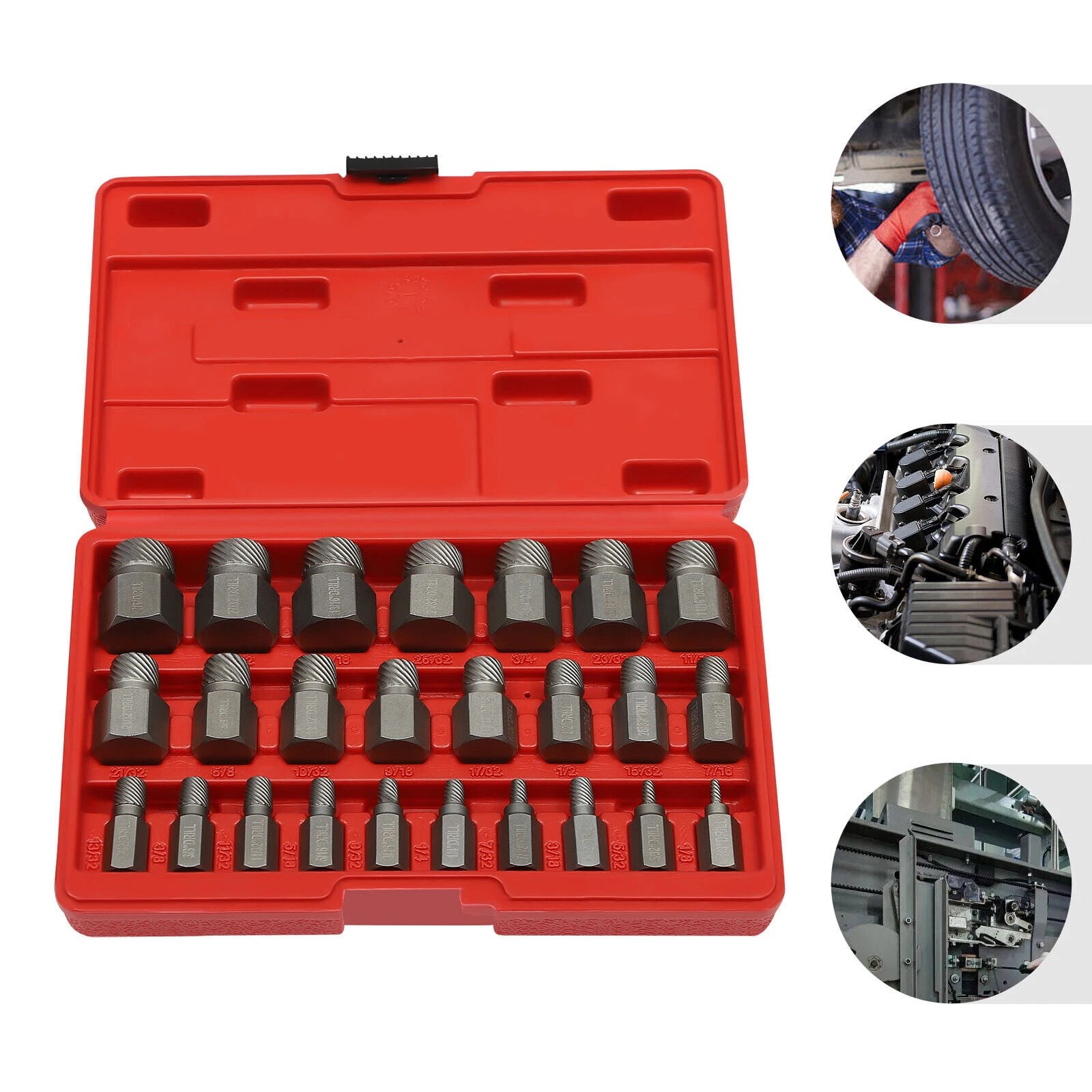 25Pcs Screw Extractor Set Hex Head Multi-Spline Easy Out Bolt Extractor Set