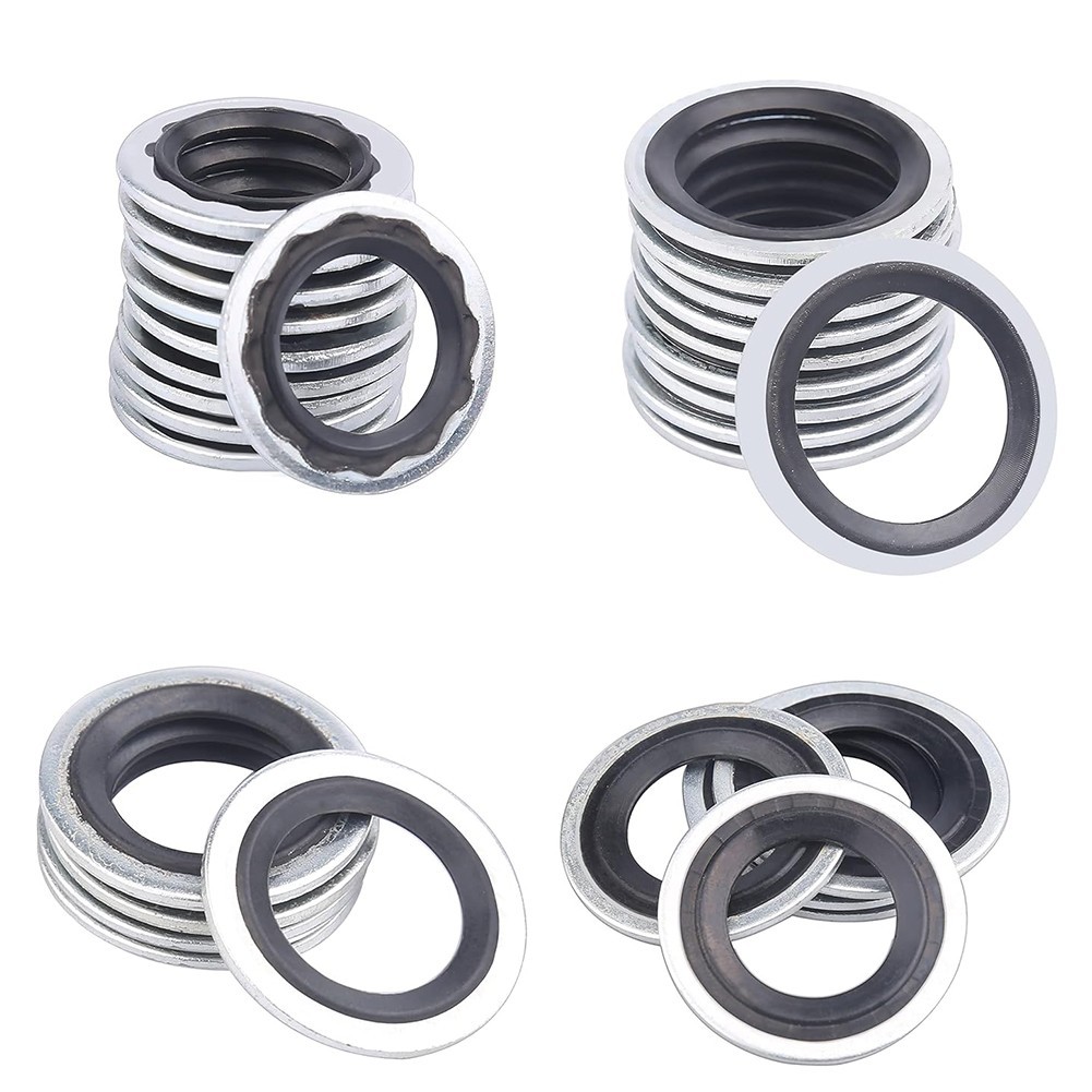 AC System Gasket Seal Washer Kit 48 Pieces Metal Ring and Rubber Construction