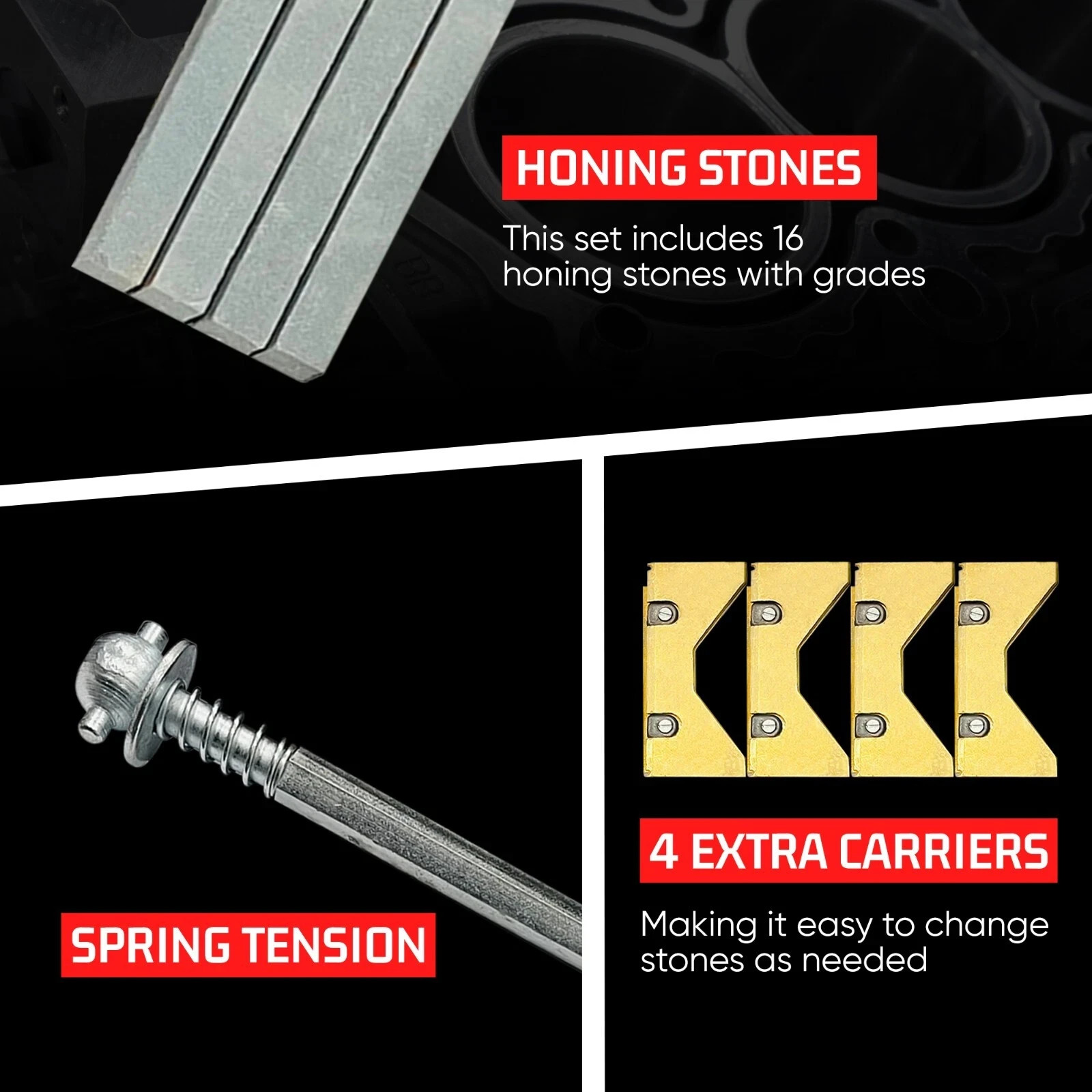 Cylinder Engine Hone Kit 3 1/2″ To 6 1/2″ Honing Machine + 4 Set Of Stones USA