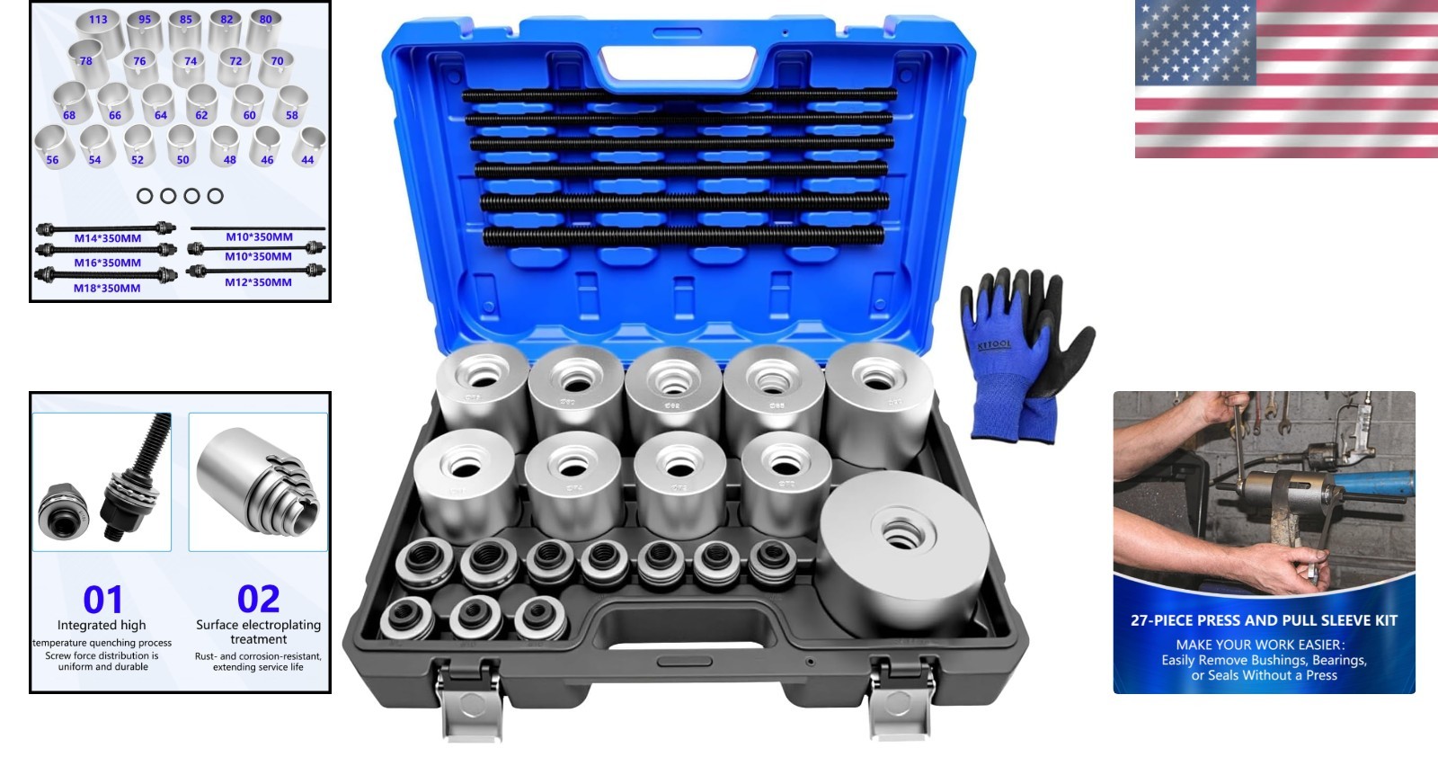 30-Piece Universal Bushing Removal & Installation Tool Kit for Engine Cars