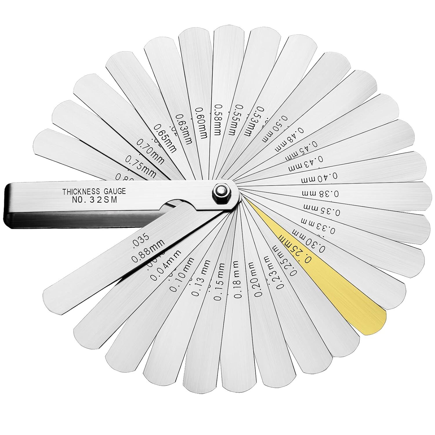 Feeler Gauge Set 32 Pieces Stainless Steel Foldable Feeler Gauges Measuring Tool