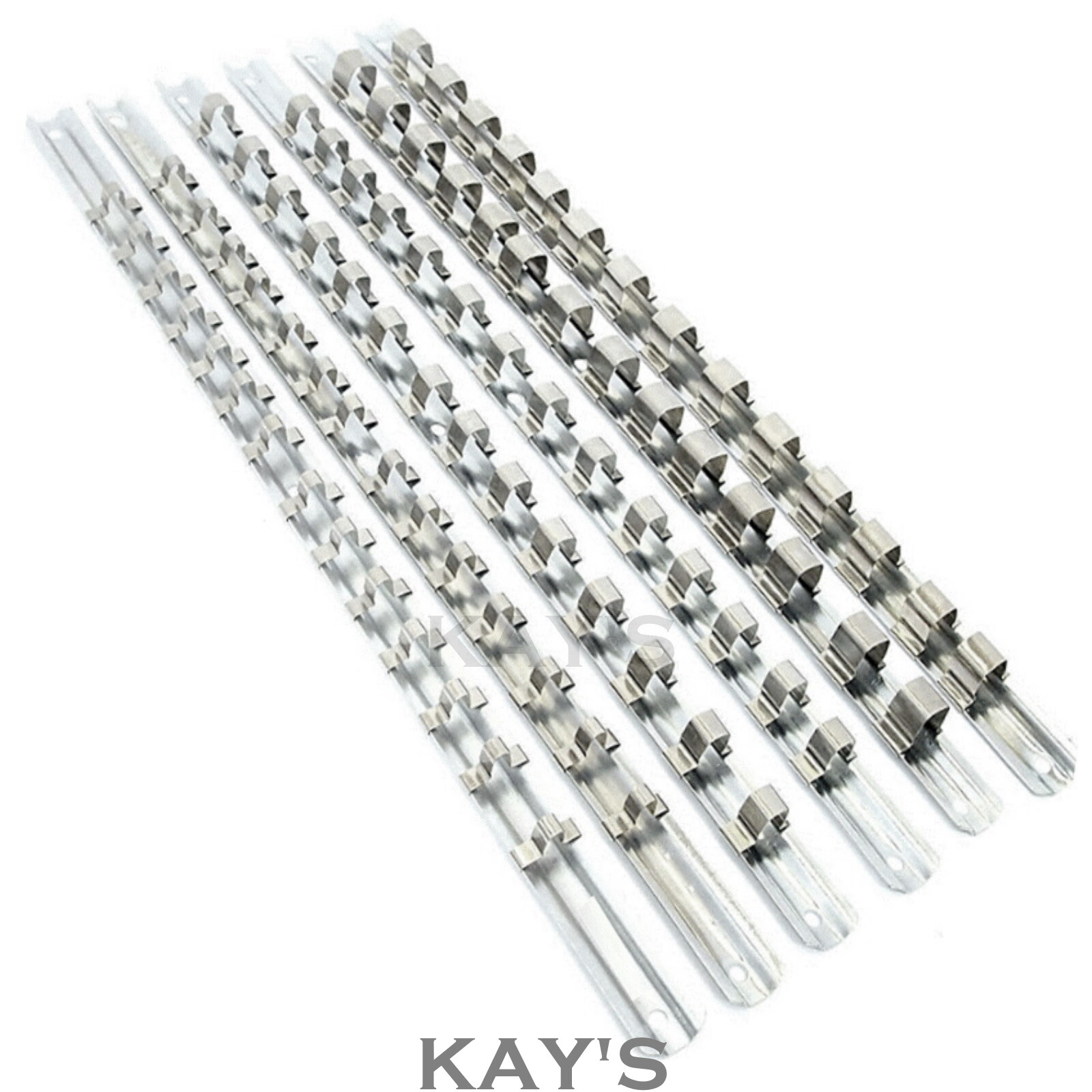 SOCKET HOLDER RAILS 1/4″ 3/8″ 1/2″ SQUARE DRIVE HOLDS 84 SOCKETS 6 STORAGE RAILS