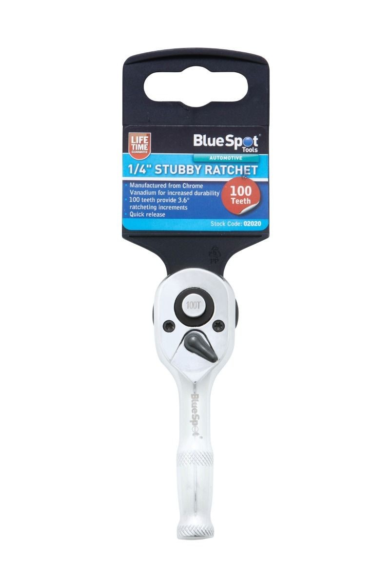 Blue Spot Tools Stubby Ratchet Set 1/4 3/8 1/2 100 Teeth