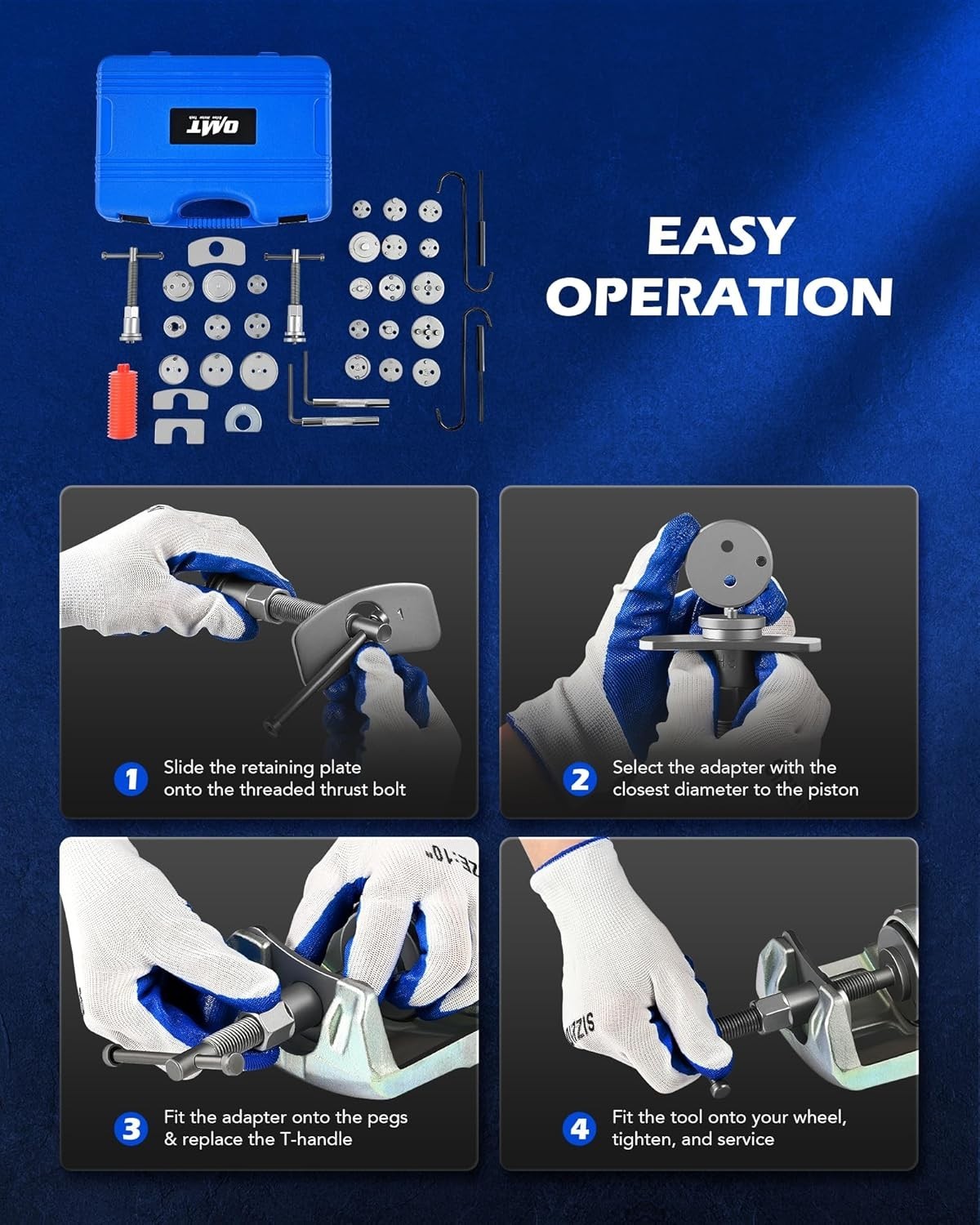 35-Piece Heavy Duty Brake Caliper Tool Kit with 24 Adapters for Universal Fit