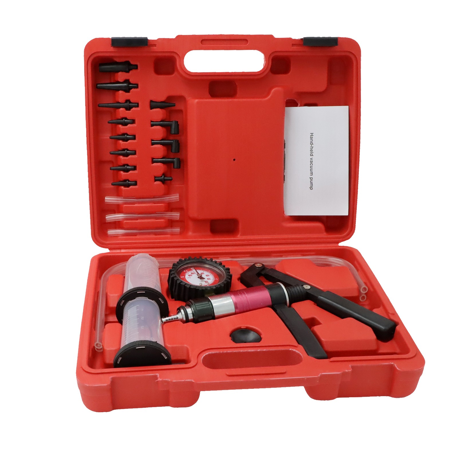 Hand Held Vacuum Pressure Pump Tester Set Brake Fluid Bleeder Bleeding Kit 21Pcs
