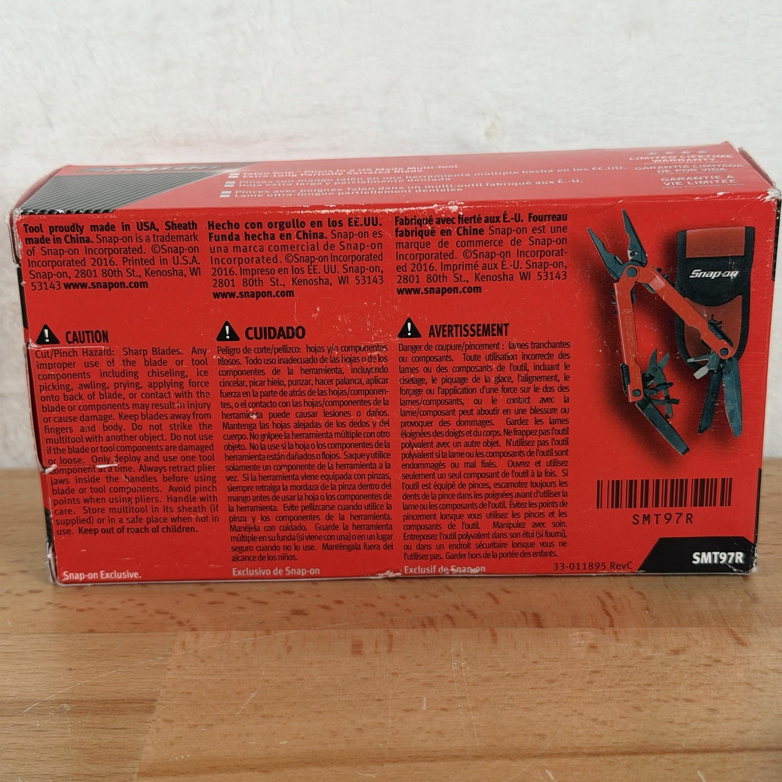 Snap On Tools SMT97R Red Powder Coated Stainless Steel Gerber Multi Tool NEW