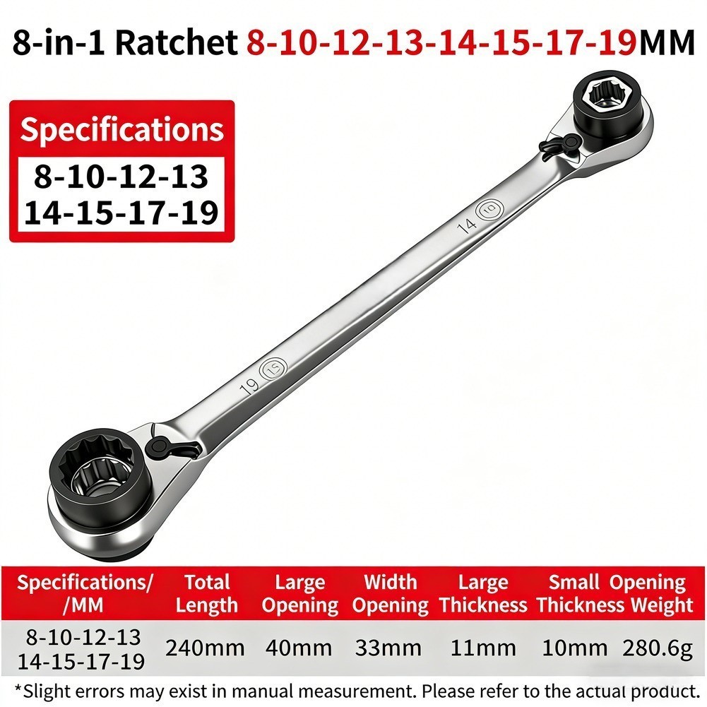 Heavy Duty 4-in-1 Ratchet Wrench Set 40CR Steel for Industrial Applications