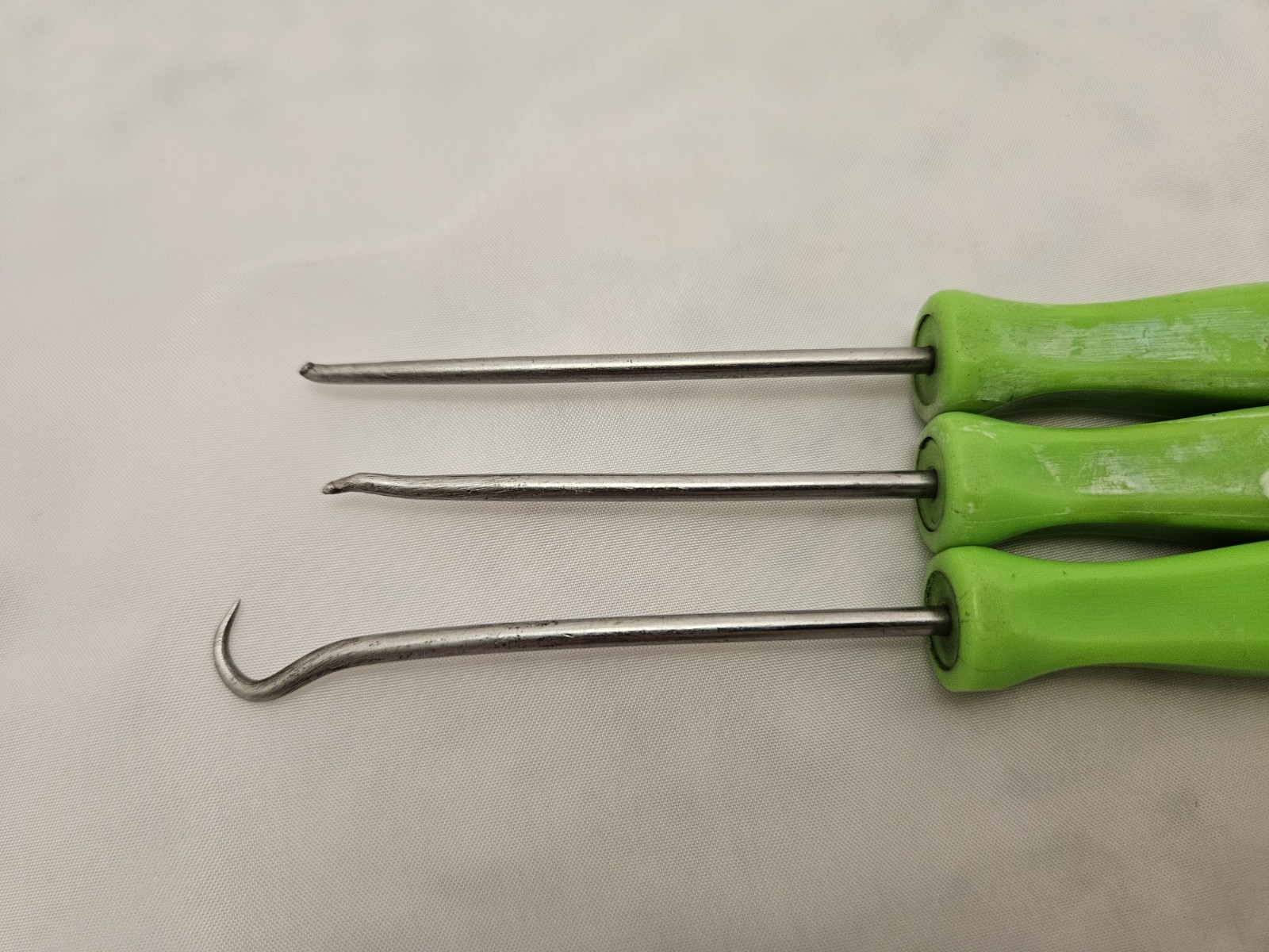 Snap-on 3Pc Mini Hook Pick Set Green Hard Handle USA 3ASHA 3ASH45A 3ASH90A TB
